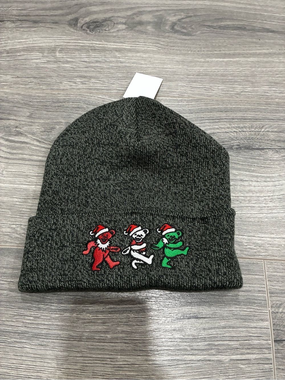 Grateful Dead Dark Gray Beanie with Christmas Dancing Bears NWT